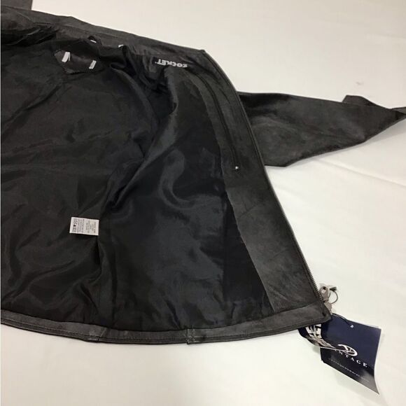 Black Leather Jacket Mercedes Logo New Size Small - Picture 13 of 16